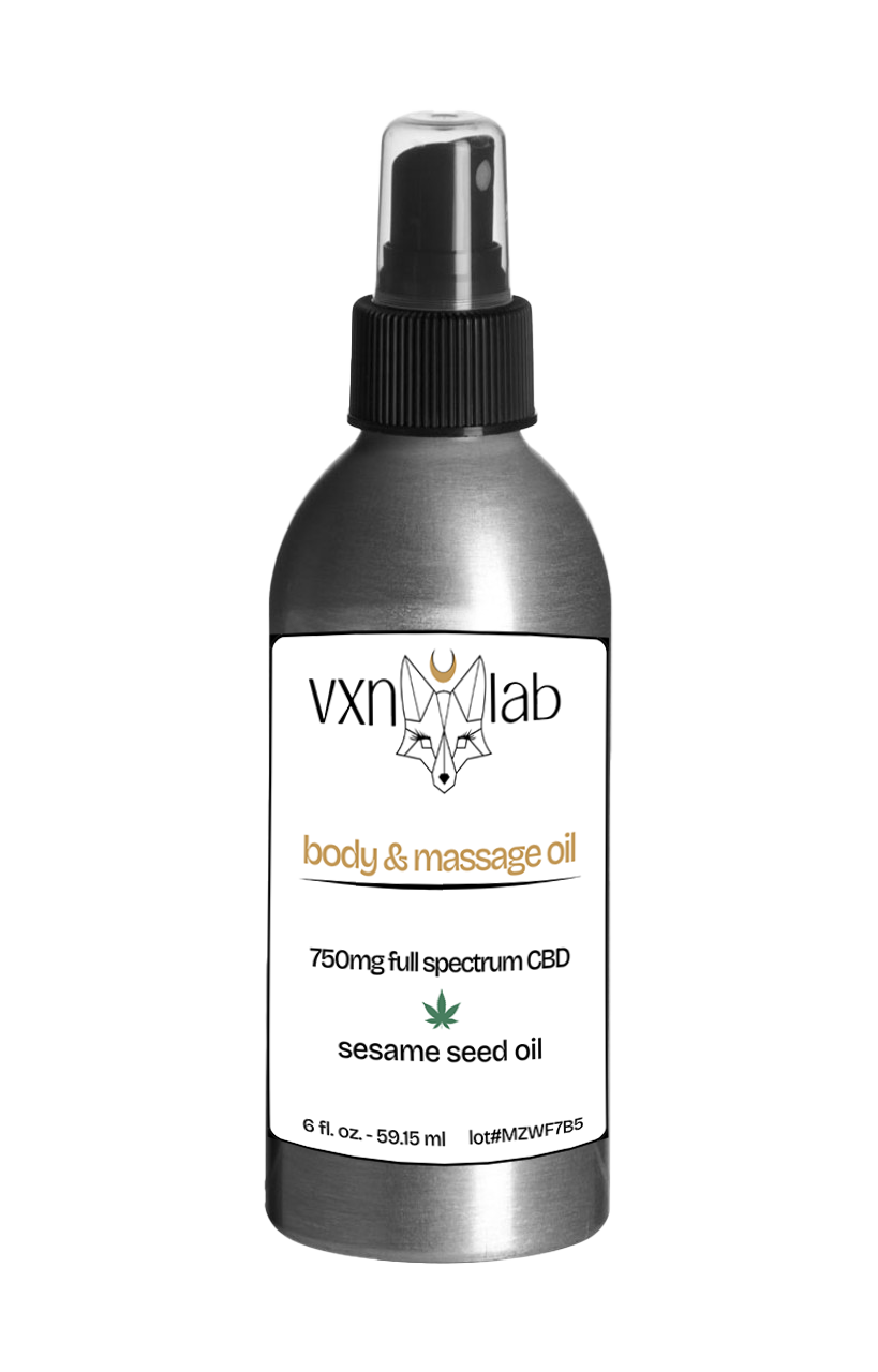 Full Spectrum Body & Massage Oil 6 oz - VXN Lab CBD Skincare (formerly Color Up Therapeutics)