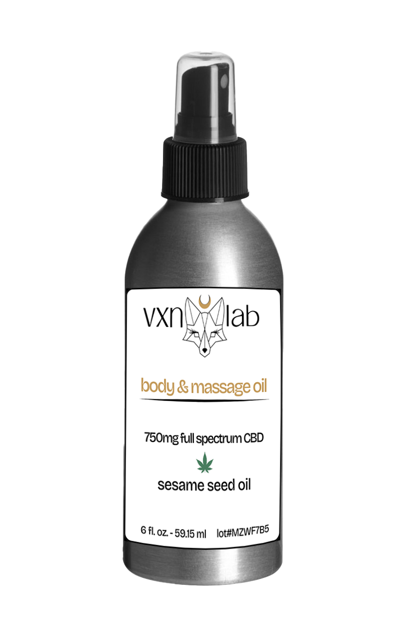 Full Spectrum Body & Massage Oil 6 oz - VXN Lab CBD Skincare (formerly Color Up Therapeutics)