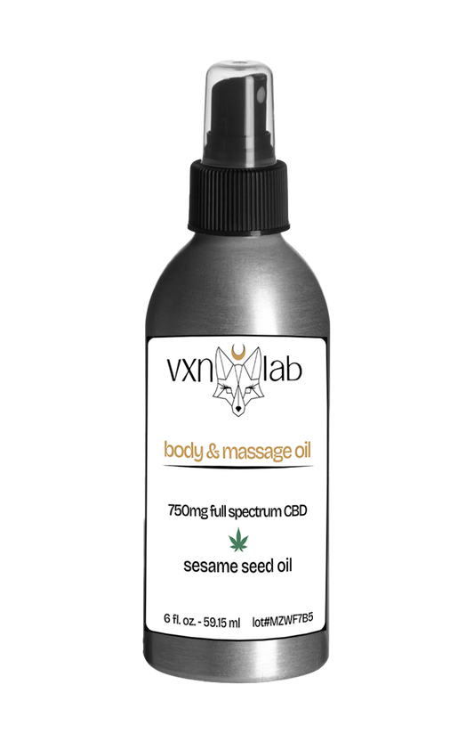 Full Spectrum Body & Massage Oil 6 oz - VXN Lab CBD Skincare (formerly Color Up Therapeutics)