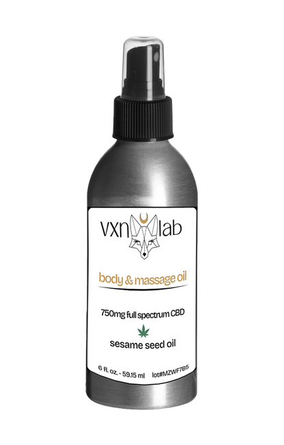 Full Spectrum Body & Massage Oil 6 oz - VXN Lab CBD Skincare (formerly Color Up Therapeutics)